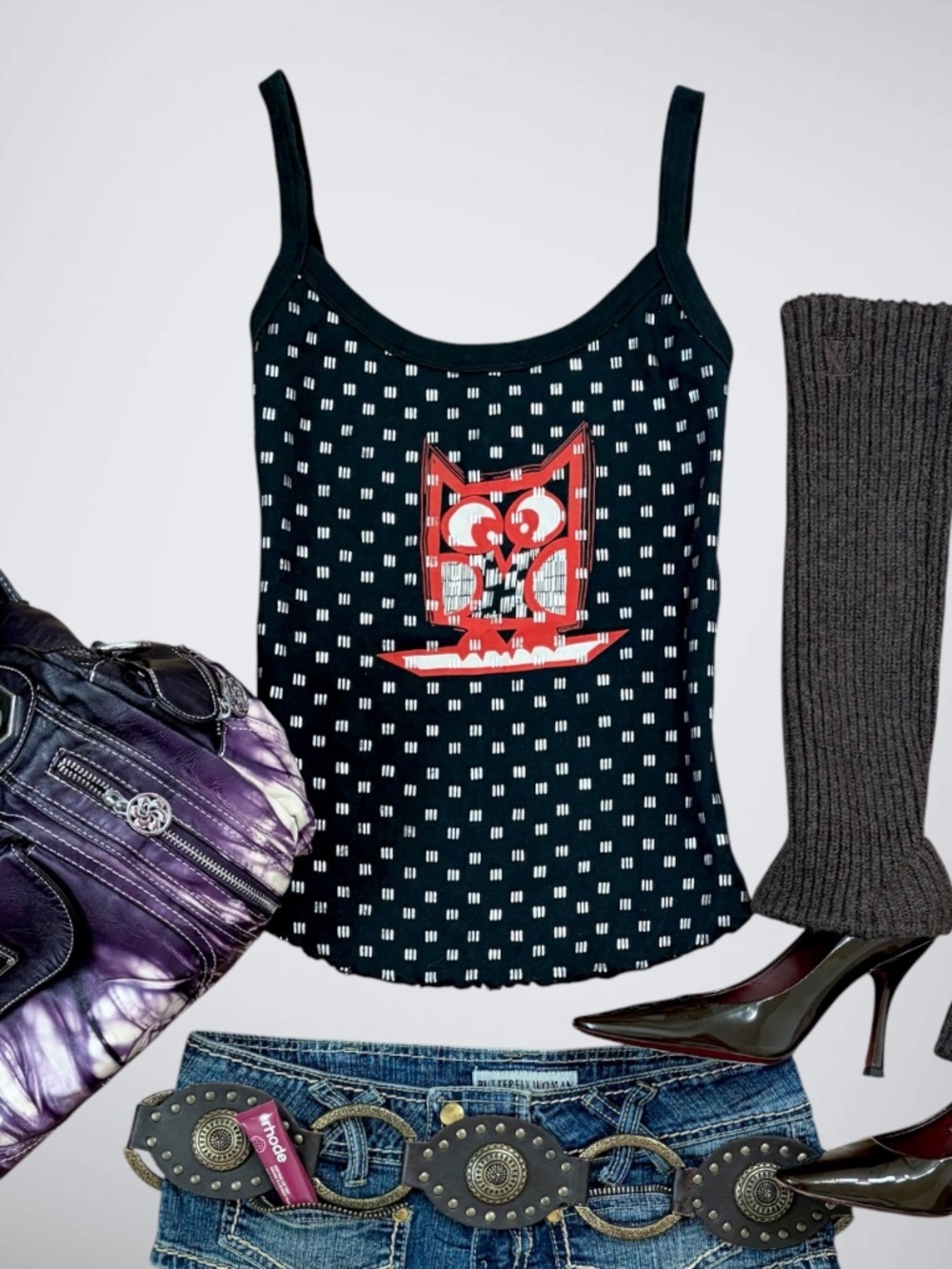 Vintage Archival Custo Barcelona Owl Graphic Cami Tank Top